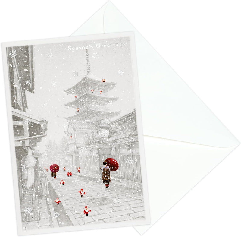 Christmas card / A tiny Santa traveling through Japan -Kyoto-