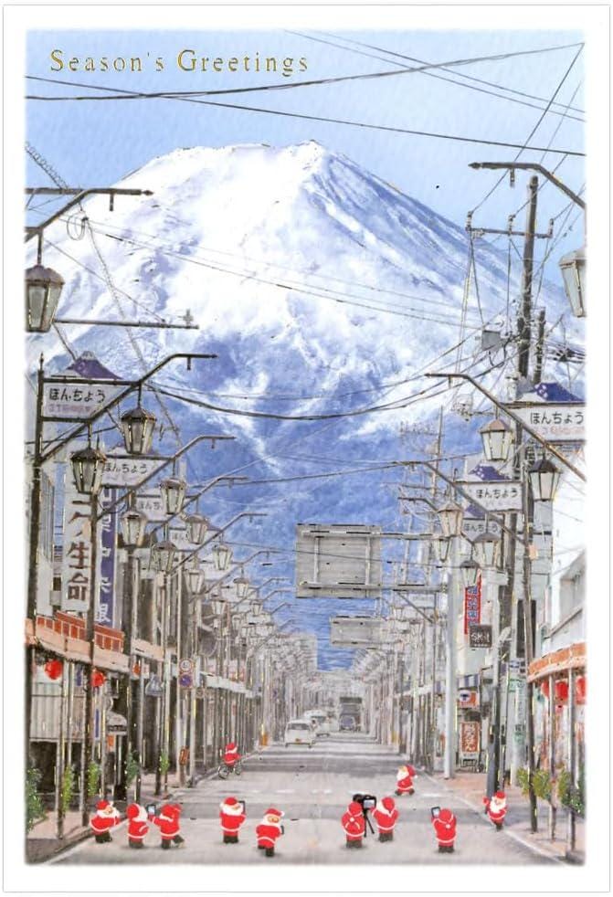 Christmas card / A tiny Santa traveling through Japan -Fuji Michi-