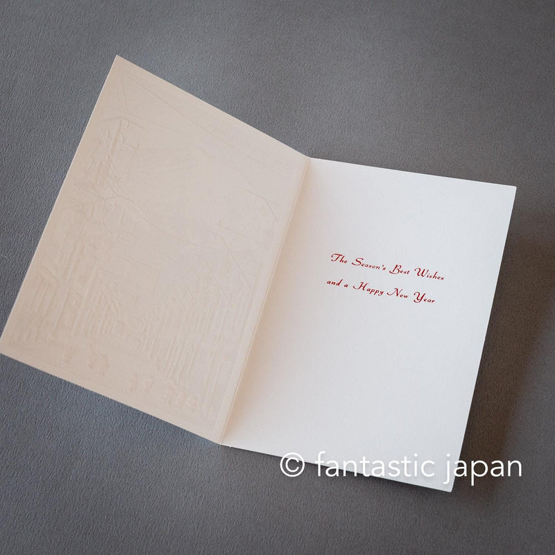 Christmas card / A tiny Santa traveling through Japan -Fuji Michi-