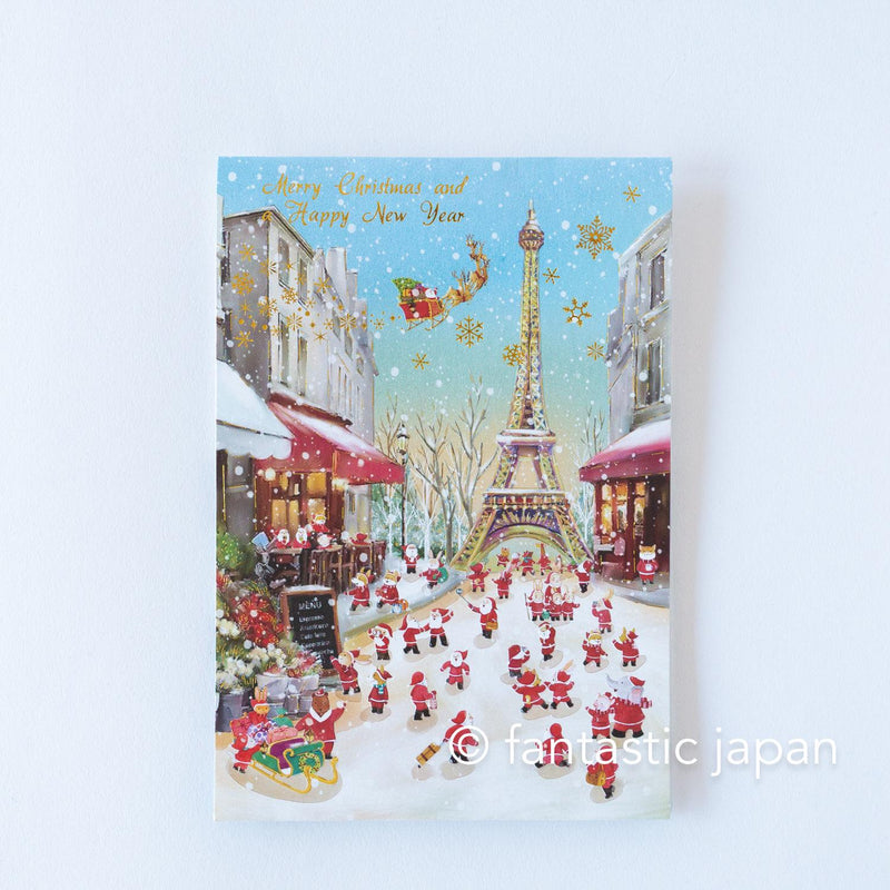 Christmas pop up card -Santa Clauses in Paris-