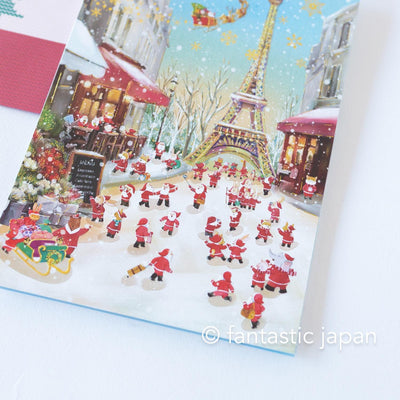 Christmas pop up card -Santa Clauses in Paris-