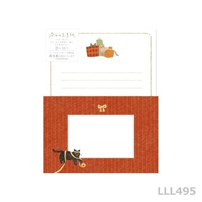 Japanese washi letter set -Cat and Christmas gift-