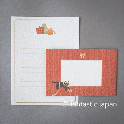 Japanese washi letter set -Cat and Christmas gift-