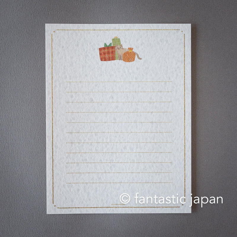 Japanese washi letter set -Cat and Christmas gift-
