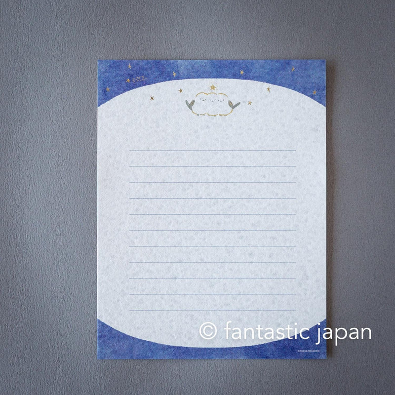 Japanese washi letter set -Long tailed tit and Stars-