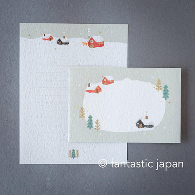 Japanese washi letter set -House in the snow-