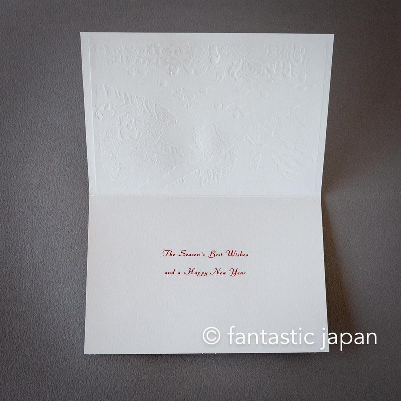 Christmas card / A tiny Santa traveling through Japan -Jigokudani-