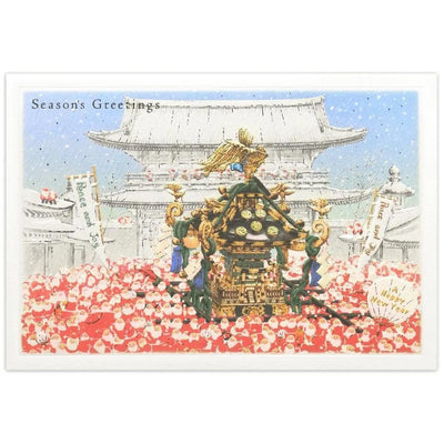 Christmas card / A tiny Santa traveling through Japan -Mikoshi-