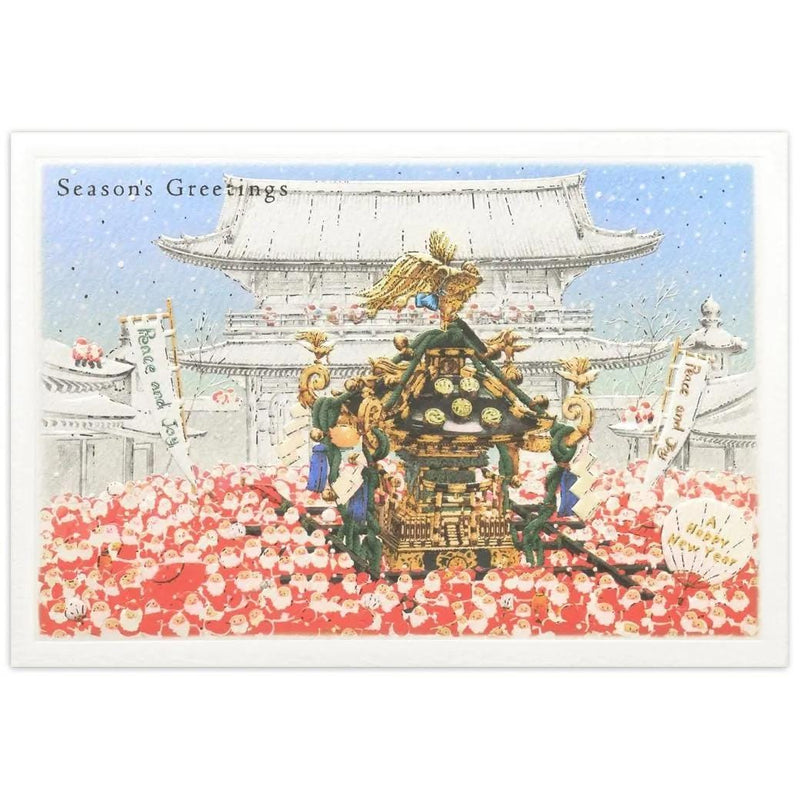 Christmas card / A tiny Santa traveling through Japan -Mikoshi-