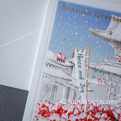 Christmas card / A tiny Santa traveling through Japan -Mikoshi-