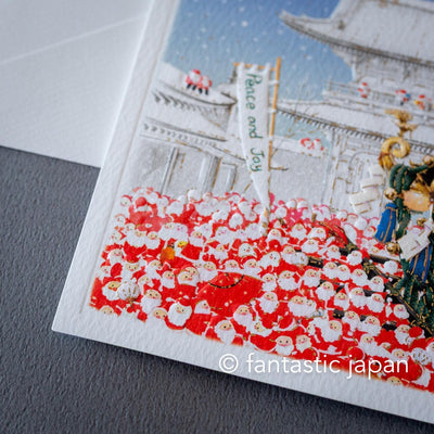 Christmas card / A tiny Santa traveling through Japan -Mikoshi-