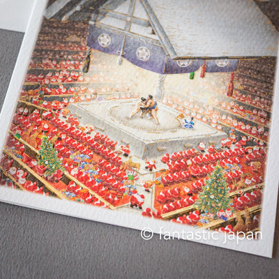 Christmas card / A tiny Santa traveling through Japan -Sumo-