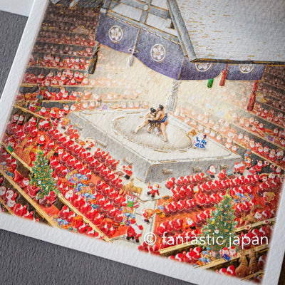 Christmas card / A tiny Santa traveling through Japan -Sumo-