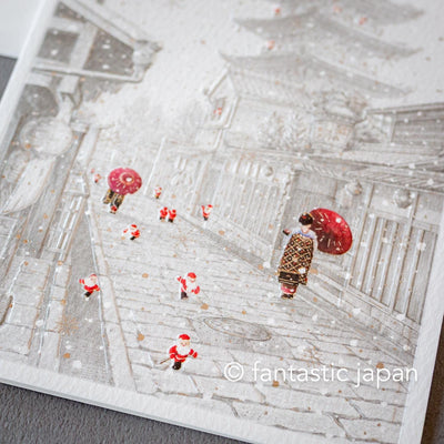 Christmas card / A tiny Santa traveling through Japan -Kyoto-