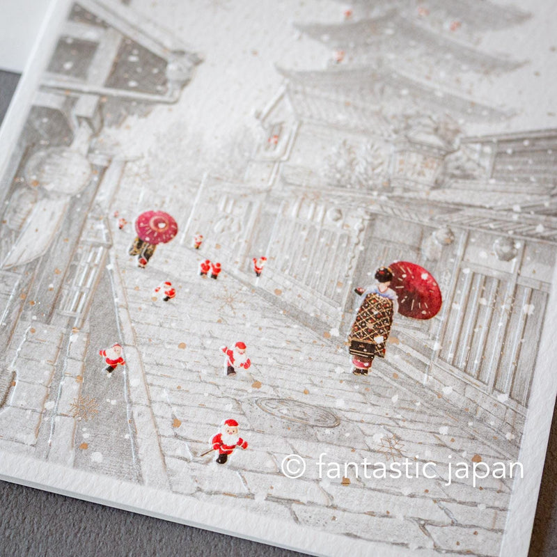 Christmas card / A tiny Santa traveling through Japan -Kyoto-