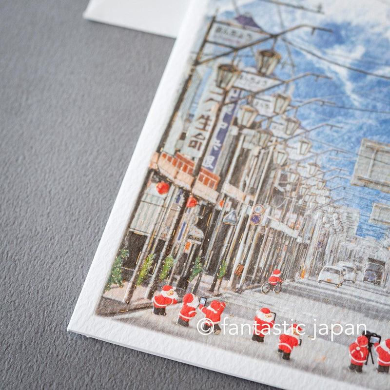 Christmas card / A tiny Santa traveling through Japan -Fuji Michi-