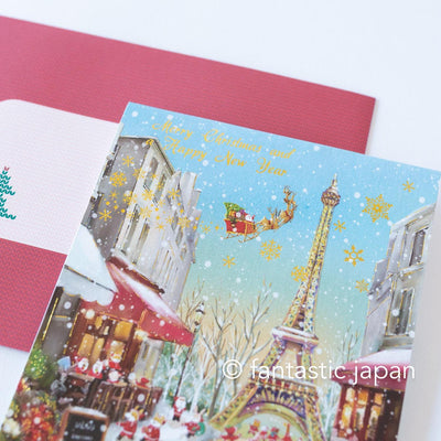 Christmas pop up card -Santa Clauses in Paris-