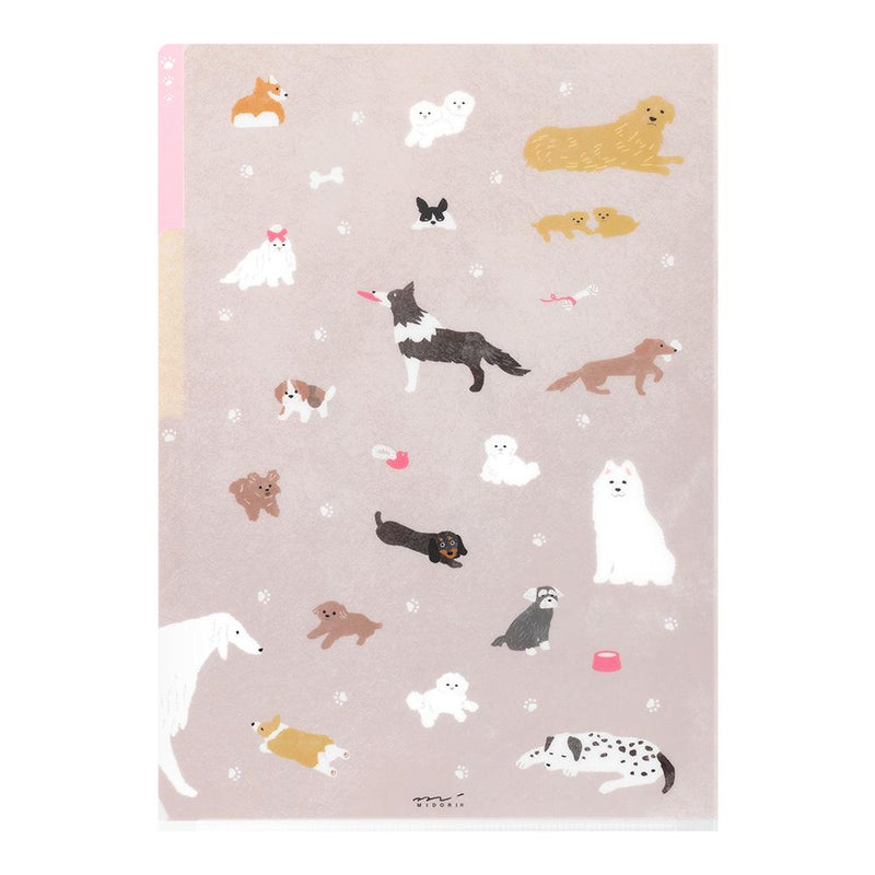 3-Pocket Clear Plastic Folder -Dog- / A4 size – Fantastic Japan