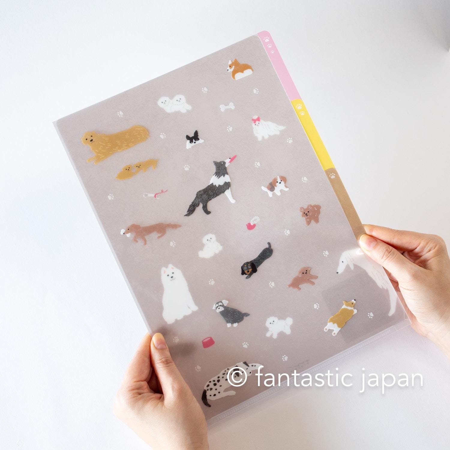 3-Pocket Clear Plastic Folder -Dog- / A4 size – Fantastic Japan