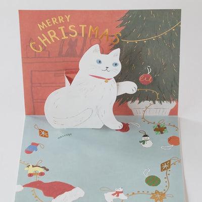 Christmas pop card / Mischievous Cat -Christmas tree-