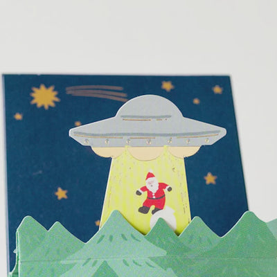 Christmas mini pop card / Close Encounter with the Unknown -UFO-