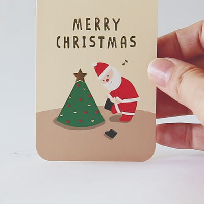 Christmas mini pop card -Santa Claus in Christmas tree costume-