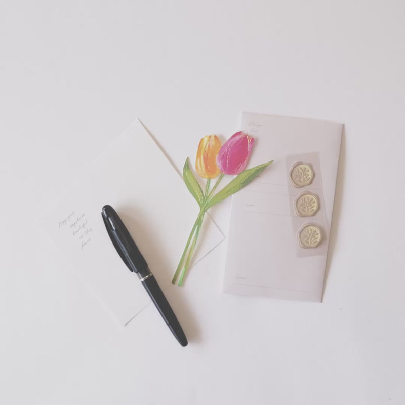 flower market greeting card -rose, mum, tulip-