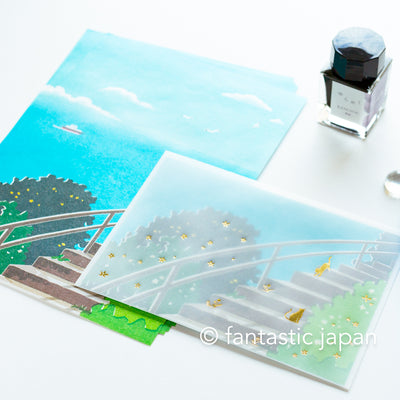 Translucent  Scenery Letter Writing set -cat and sea-