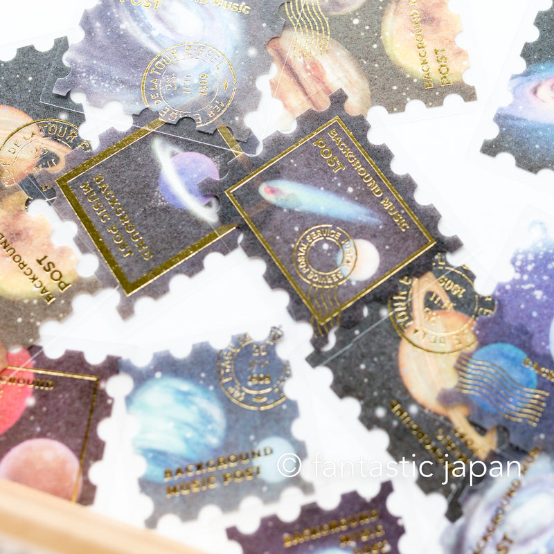 Washi flake stickers -postage stamp "Planet"-