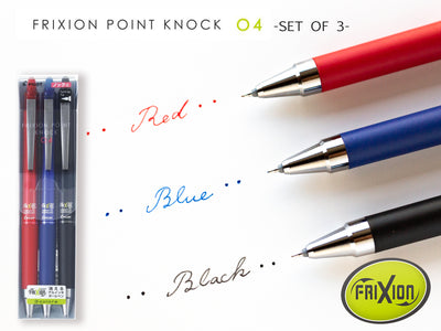 Pilot Erasable Frixion Point Knock 0.4mm - set of 3 colors-