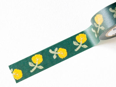 mt washi tape, Mina Perhonen-skip, MTMINA34, yellow flower, masking tape, for journaling/snailmail, Japanese washi masking tape, 20mmwide