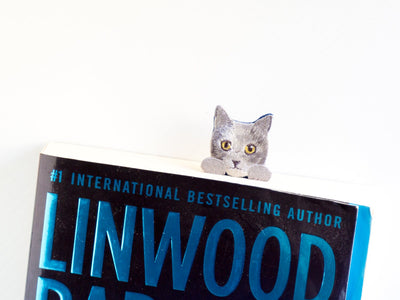 Cat Bookmarker, Gray cat, Foreign blue, Russian Blue, Maltese cat Book Mark