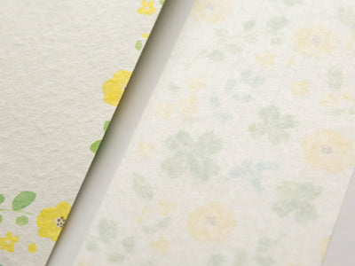 Japanese style washi letter writing set -green flower-