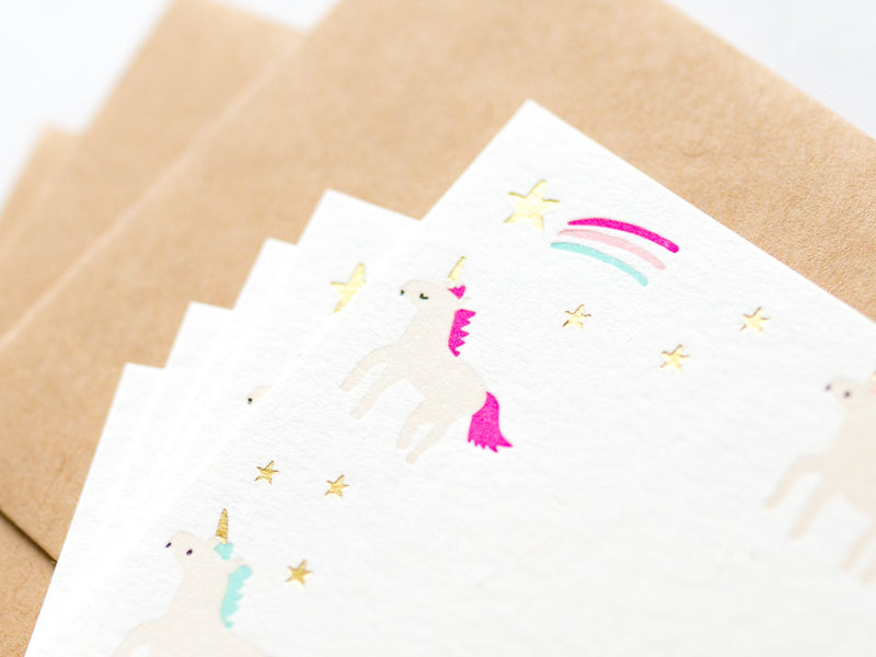 mini message card set -unicorn-