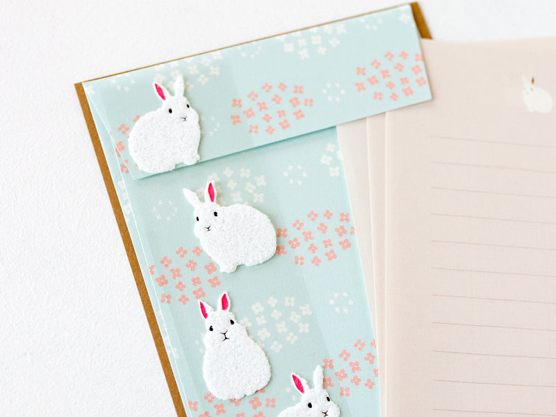 Letter set with fluffy sticker -rabbit-