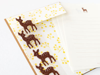 Letter set with fluffy sticker -deer-