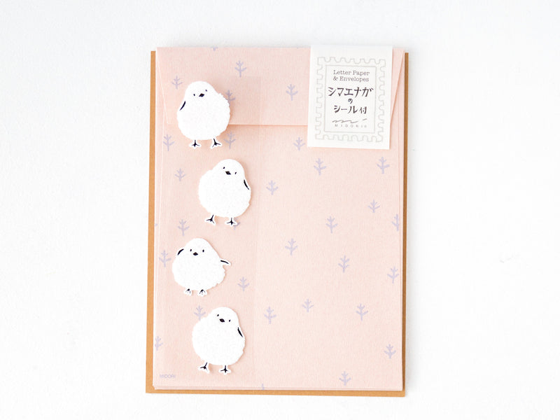 Letter set with fluffy sticker -long-tailed tit-