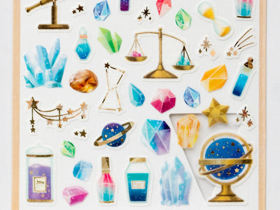 MIDORI Sticker Marche "Crystal", mineral, mineralogical cabinet, Japanese Masking Sticker by DESIGNPHIL