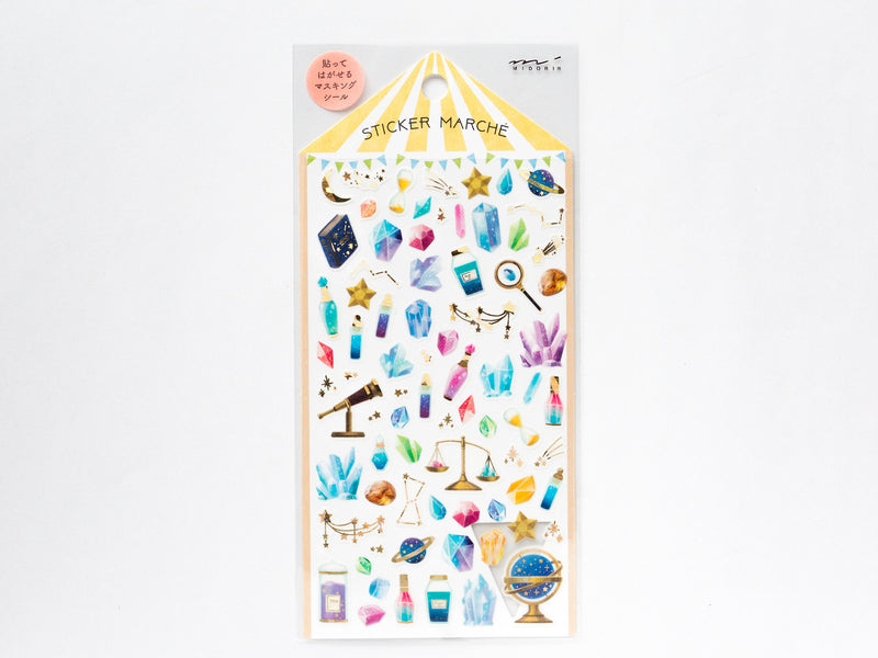 MIDORI Sticker Marche "Crystal", mineral, mineralogical cabinet, Japanese Masking Sticker by DESIGNPHIL
