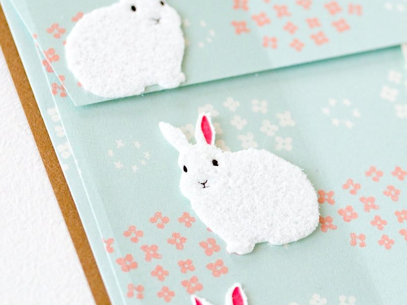 Letter set with fluffy sticker -rabbit-