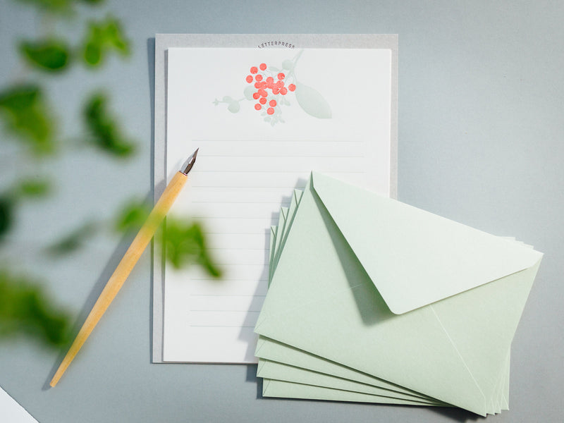 Letter Press Letter set -red flower bouquet-