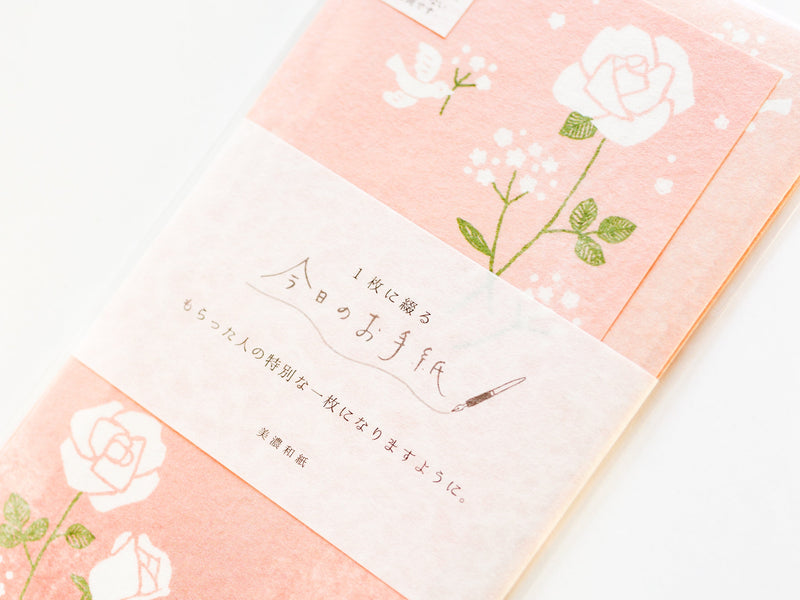 Japanese style washi letter set -little birds and roses-
