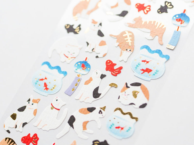 Sticker -cats in the Japanese summer-