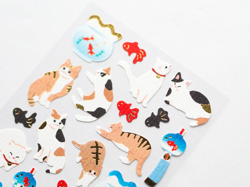 Sticker -cats in the Japanese summer-