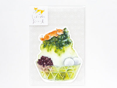 Die-Cut greeting card -Shibaken on the shaved ice-