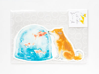 Die-Cut greeting card -Shibaken and Jelly-