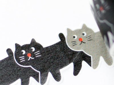 Die-cut washi tape -black cat walking-