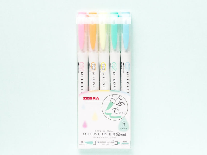 ZEBRA Mildliner Brush - Set of 5 mild neon color-