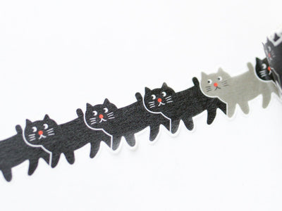Die-cut washi tape -black cat walking-