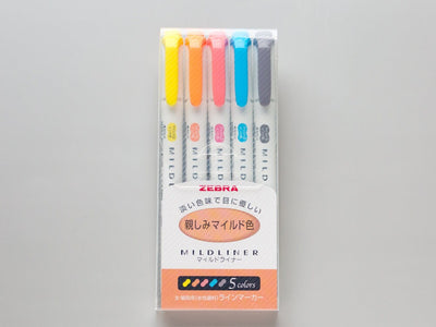 ZEBRA Mildliner Double-Sided Highlighter - Set of 5 Friendly mild color-